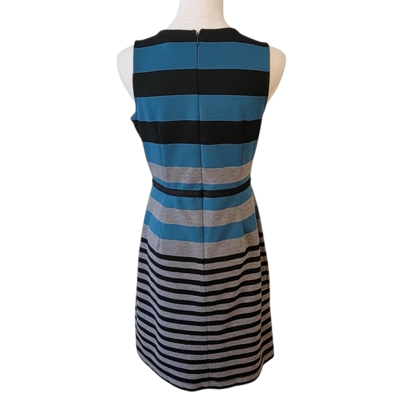 LOFT Black Striped Sleeveless Fit & Flare Dress Size 4 Petite - Picture 5 of 6